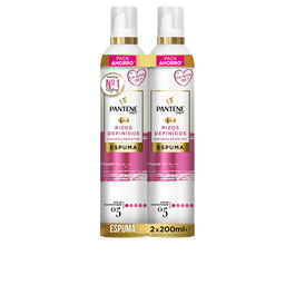 Pantene Coffret Mousse Defined Curls 2 x 200 ml pour Cheveux Bouclés avec Protection Thermique