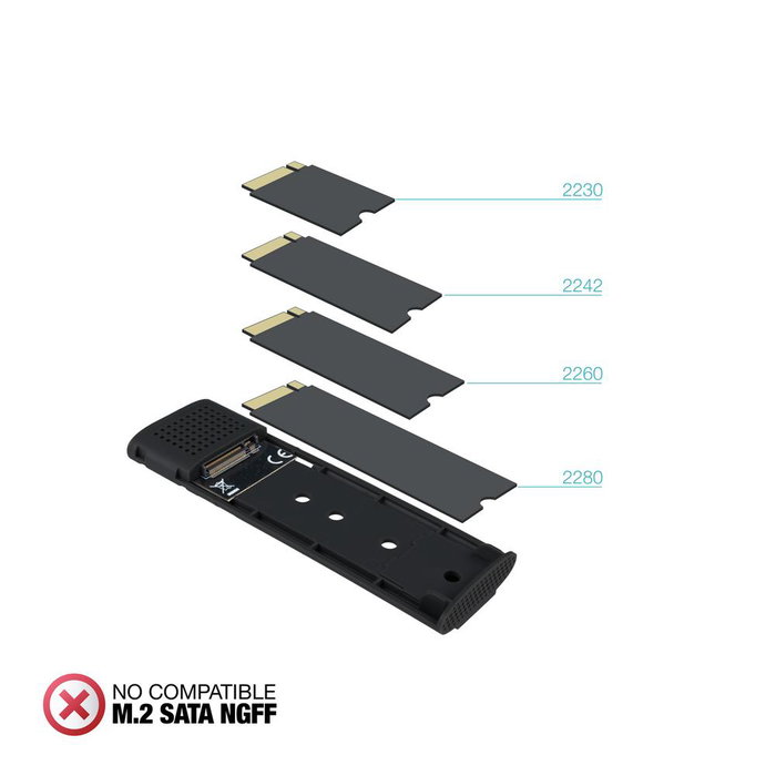 Tooq Carcasse pour SSD M.2 NVMe PCIe TQE - 2230B, USB Type C, Noir