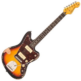 Vintage V65V Icon Guitare Électrique - Tobacco Sunburst, Deux Micros Simple Bobine Soapbar et Vibrato