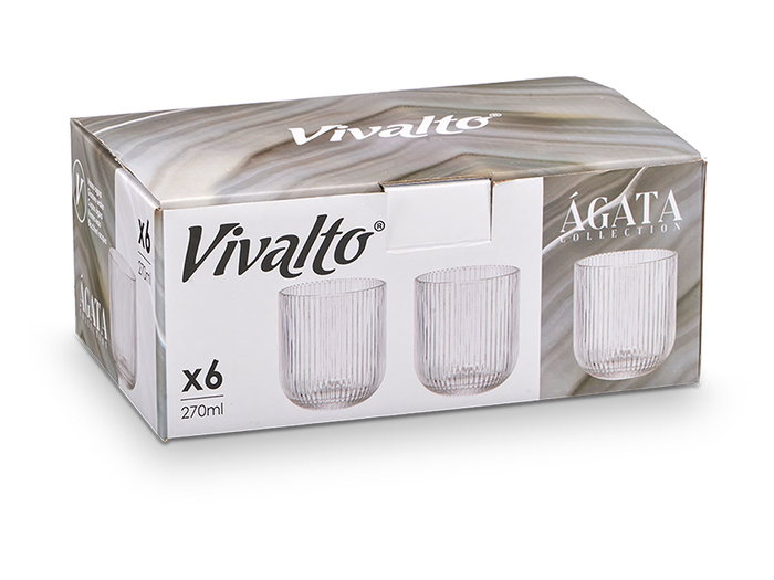Vivalto Verre Gris Rayé 270 ml 7,5x9,2x7,5 cm (Set de 24)