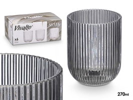 VIVALTO Verre Gris à Rayures 270 ml (Lot de 24)