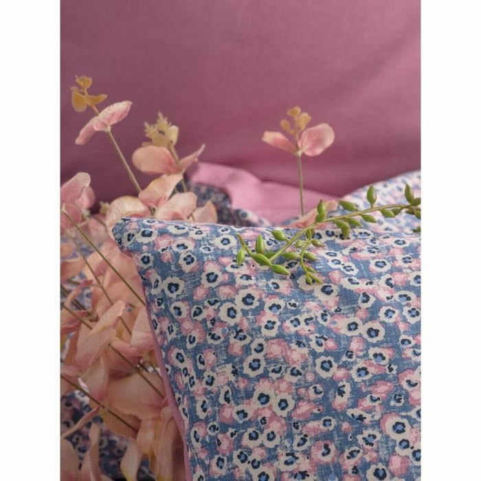 BigBuy Home Parure de couette en coton renforcé à pois, Rose poussiéreux et Violet, 220 x 240 cm
