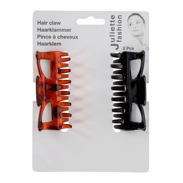 Juliette Fashion Lot de 2 pinces à cheveux 9 cm, marron et noir