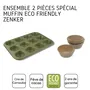 Zenker Moule à Muffins 12 Empreintes Inox + 40 Caissettes Papier Bio Green Vision - Antiadhésif Écologique pour Cupcakes et Petits Gâteaux