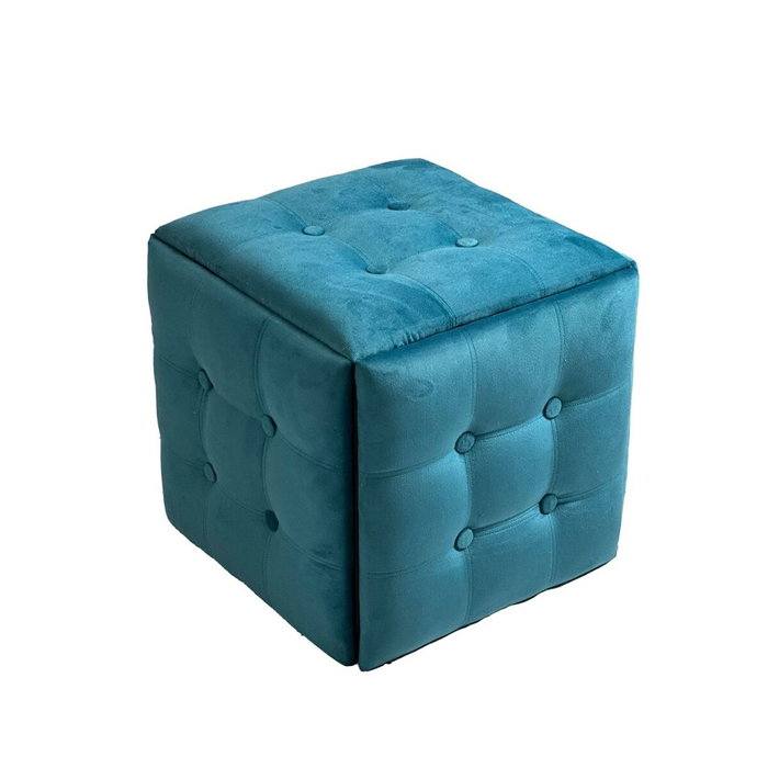 GO GIFT Jeu de tabourets Transformer Bleu Velours Acier 50 x 50 x 50 cm Pouf 5 en 1 5 Unités