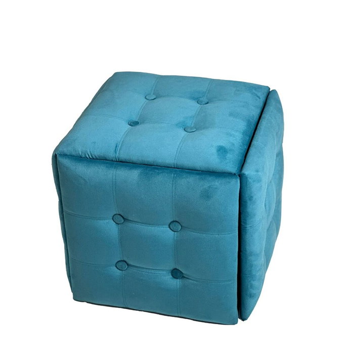 GO GIFT Jeu de tabourets Transformer Bleu Velours Acier 50 x 50 x 50 cm Pouf 5 en 1 5 Unités