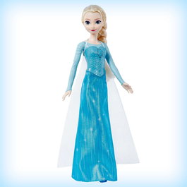 Mattel - Poupée Elsa Musicale Disney Frozen - Chante 'Let It Go' en 4 Langues (Anglais, Espagnol, Portugais, Français) - Poupée Articulée avec Robe et Cheveux à Coiffer - Réf. Jdx48