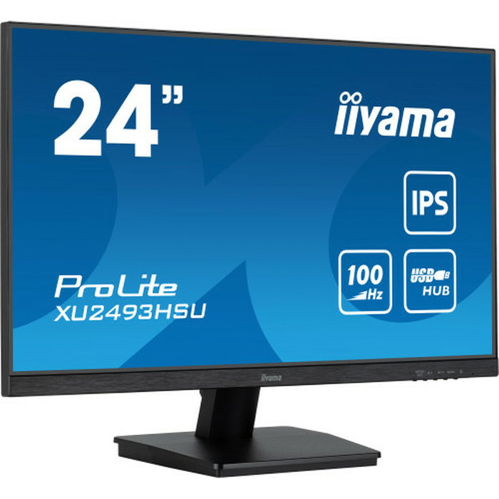 Iiyama Prolite XU2493HSU-B7 - Écran PC 23,8 pouces Full HD IPS, 100Hz, 1ms, USB Hub, HDMI et DisplayPort, Haut-parleurs intégrés