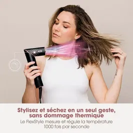 Shark HD426EU FlexStyle - Sèche-cheveux et styler soufflant 2 en 1 - 3 accessoires - Noir et rose gold - 1400 W - Coiffage sans dommage thermique