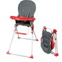 Bambisol Chaise haute fixe Gris et rouge en PVC avec tablette réglable