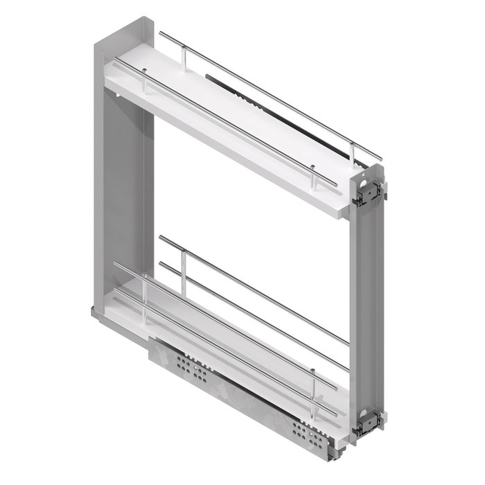 MENAGE CONFORT Botellero COMPACT mod. 200 - Tiroir extensible pour bouteilles, finition chromé-blanc, guides cachés et fermeture amortie pour cuisine