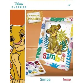 Lansay Kit de Création Collection Sequins Simba Le Roi Lion avec Illustration, Plaque Polystyrène, Sequins et Épingles - À Partir de 7 Ans