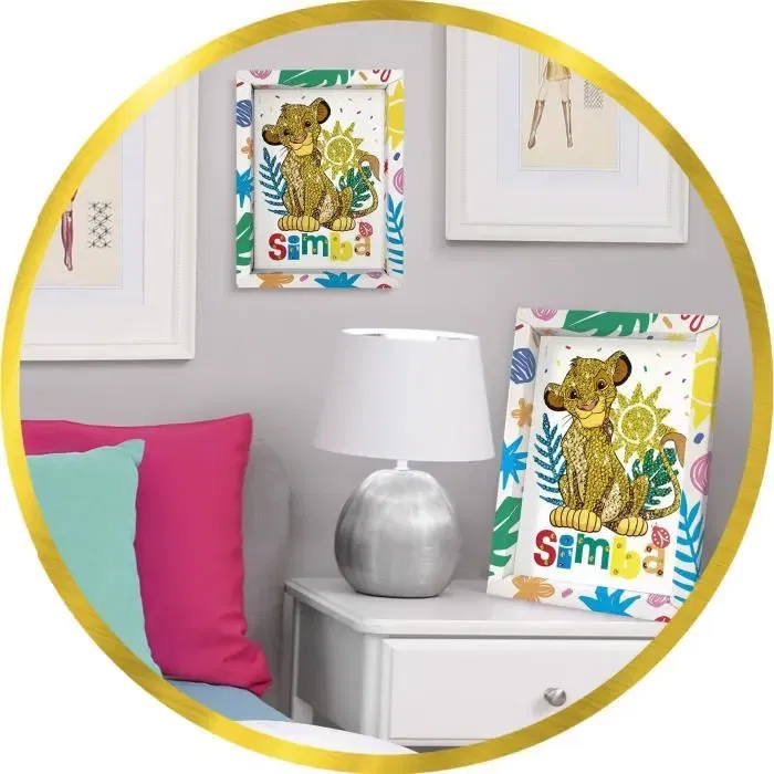 Lansay Kit de Création Collection Sequins Simba Le Roi Lion avec Illustration, Plaque Polystyrène, Sequins et Épingles - À Partir de 7 Ans