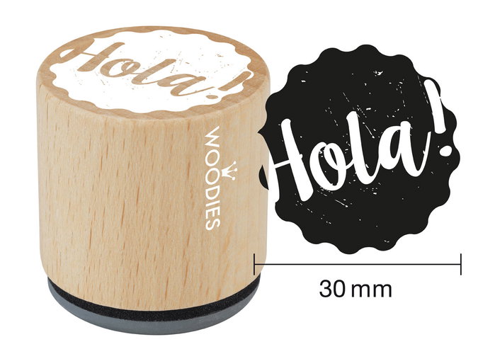 Woodies Tampon en bois et caoutchouc Hola 33x30mm Woodies Tampon en bois et caoutchouc Hola 33x30mm