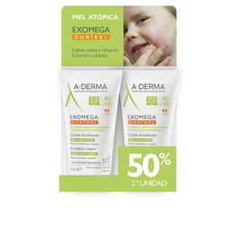 A-Derma Exomega Control Crème Émolliente Pack 2 x 50 ml - Soin Peaux Sèches, Atopiques, Sans Parfum, 95% d'Ingrédients Naturels