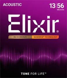 ELIXIR Jeu de cordes acoustiques Nanoweb 80/20 Bronze M 13-56