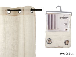 Giftdecor Rideau 140x260 cm avec 8 Anneaux, Blanc Casse (Set de 6)