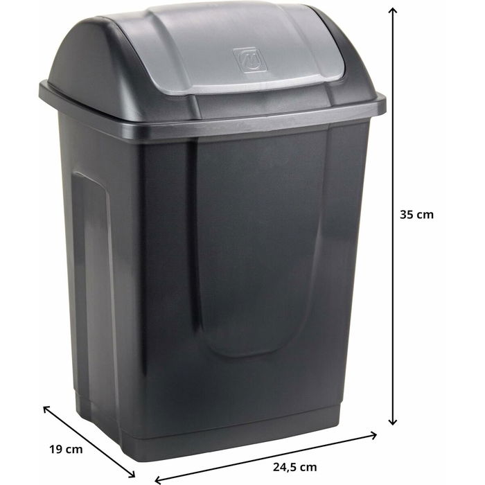 Poubelle Mondex Plastique recyclé 10 L Anthracite