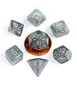 FanRoll Pack de 7 Mini Dés Sharp Mini Stardust Gray avec Chiffres Argentés