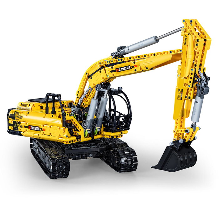 CaDA C61082W - Excavatrice Fonctionnelle 1072 Pièces, Moteur Optionnel, Cabine Rotative, Instructions Multilingues, Jouet de Construction 8+