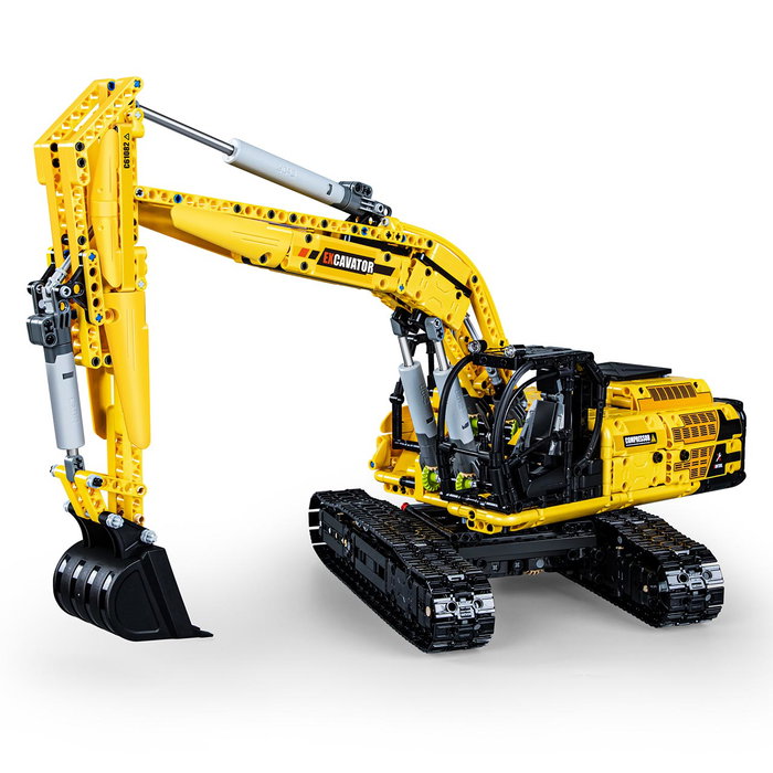 CaDA C61082W - Excavatrice Fonctionnelle 1072 Pièces, Moteur Optionnel, Cabine Rotative, Instructions Multilingues, Jouet de Construction 8+