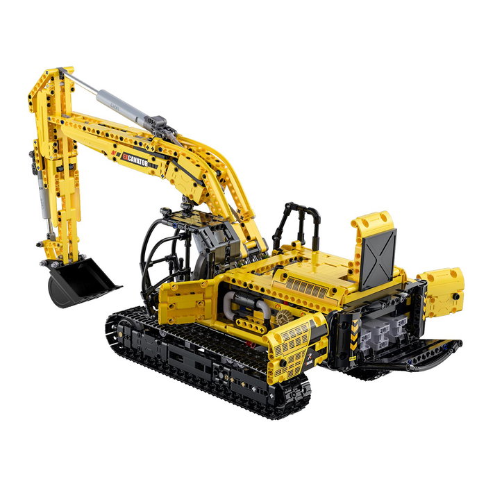 CaDA C61082W - Excavatrice Fonctionnelle 1072 Pièces, Moteur Optionnel, Cabine Rotative, Instructions Multilingues, Jouet de Construction 8+