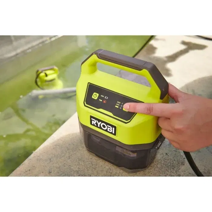 Ryobi Pompe d'évacuation 18V RY18SPA-0, 4 200 l/h, immersion 5 m, IPX7, minuterie 3 réglages, sans batterie