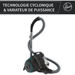 Candy CAF34HM Aspirateur Traîneau Sans Sac 800 W - Capacité 2,5 L - Filtre HEPA 13 Lavable - Technologie Cyclonique - Brosse Combinée