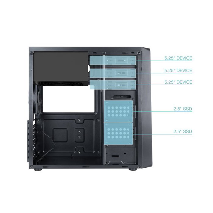 Tooq TQC-5701-SP PRISMA ULTRA Noir avec alimentation 500 W