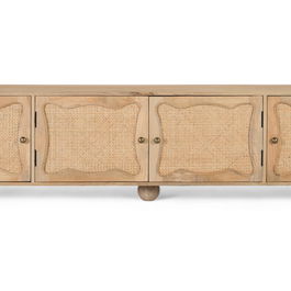 GINER Y COLOMER - Meuble TV en bois de manguier avec 4 portes à design artisanal - 200 x 40 x 51 cm - Finition naturelle