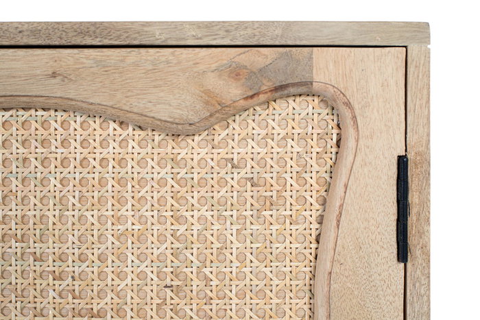 GINER Y COLOMER - Meuble TV en bois de manguier avec 4 portes à design artisanal - 200 x 40 x 51 cm - Finition naturelle