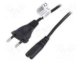 AKYGA Câble d'alimentation H03VVH2-F 2x0,5mm² CEE 7/16 (C) vers IEC C7 femelle 3m