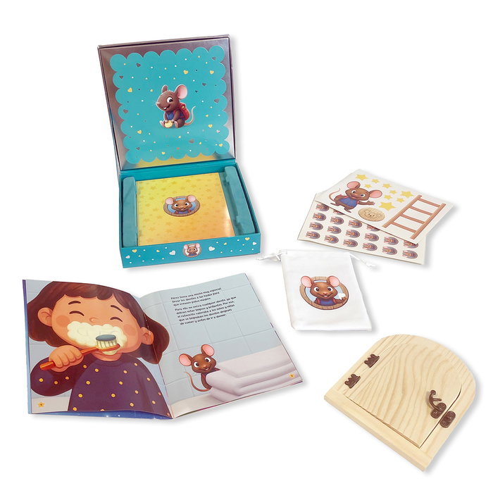 Imagiland Coffret Magique du Ratoncito Pérez - Livre, Lettre, Porte en Bois et Décorations - Jeu Éducatif Enfant +3 Ans
