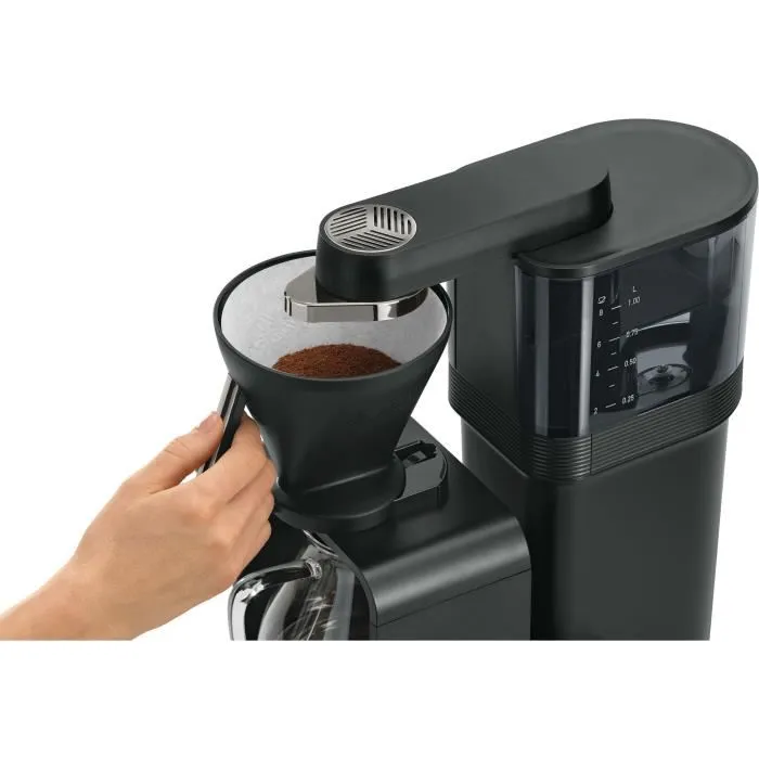 Melitta Epour 1024-11 Cafetière filtre avec douchette rotative 360°, 1515 W pour 2 à 8 tasses, écran tactile, fonction pré-infusion - Noir/Chrome