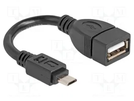 DELOCK Câble OTG USB 2.0 de 0,11m, Noir