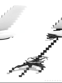 Tabouret Taburete Elche Contact permament de base Tissu Blanc Structure polyamide noire Sans accoudoirs Sans appui-tête Roulettes en nylon 50 mm