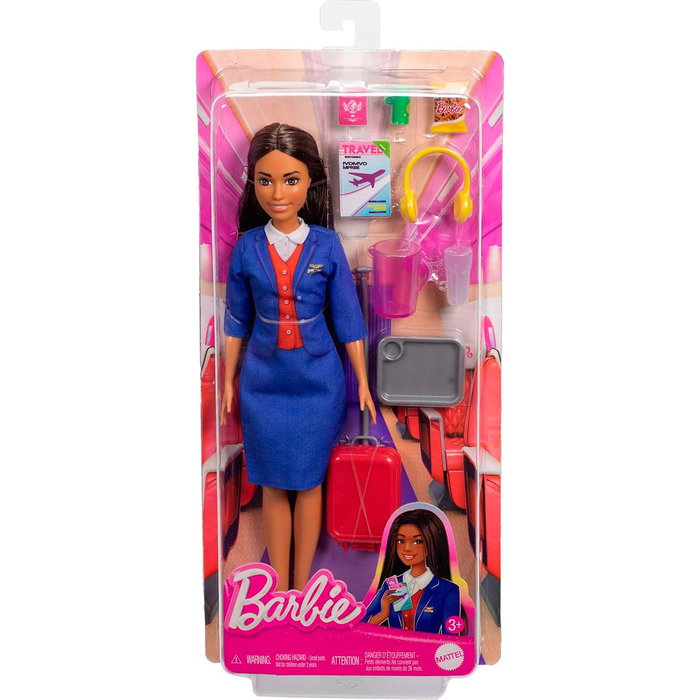 Barbie Mattel - Poupée HYT60 - Stewardess / Hôtesse de l'air - Taille Fashion - avec Malette et Accessoires de Voyage