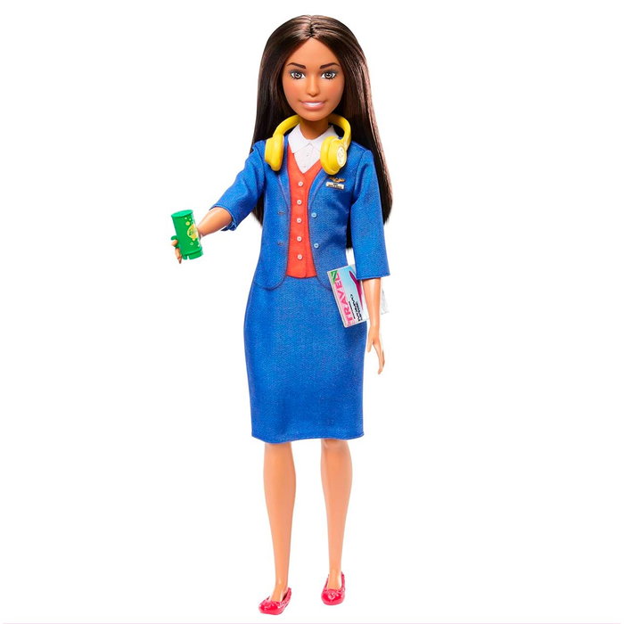 Barbie Mattel - Poupée HYT60 - Stewardess / Hôtesse de l'air - Taille Fashion - avec Malette et Accessoires de Voyage