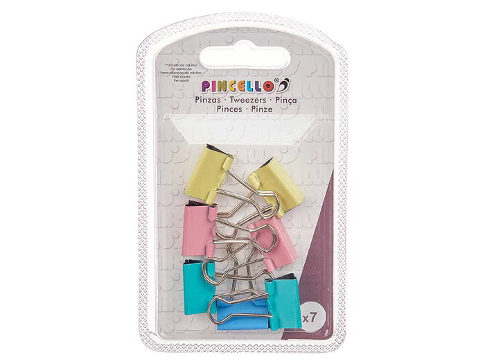 Pincello Set 7 Pinces Clip Pastel Multicolore Métal 7.5 x 12.5 x 2 cm (Set de 24)