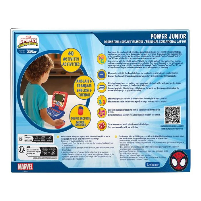 Ordinateur portable éducatif Spidey bilingue avec 40 activités