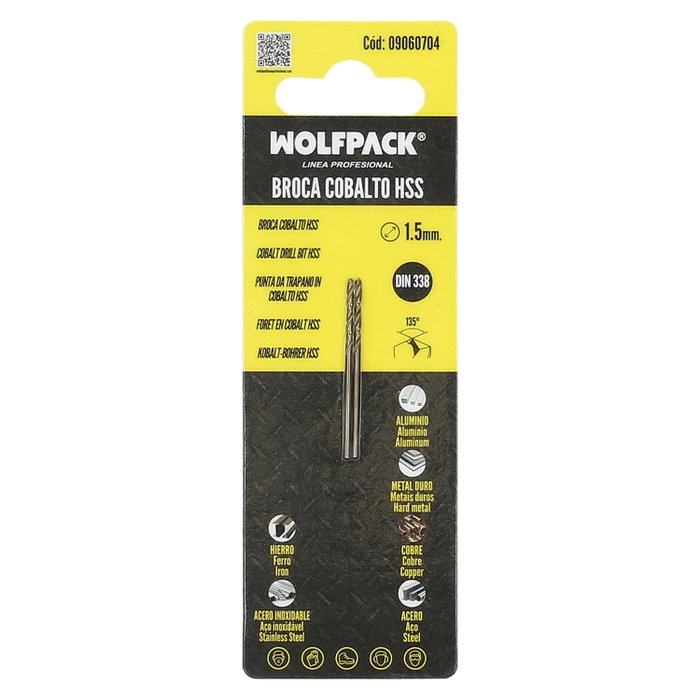 WOLFPACK LINEA PROFESIONAL Mèche en cobalt HSS cylindrique 1,50 mm (Lot de 2)