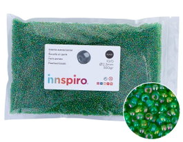Innspiro Rocaille de verre ronde aurora boreale verte 2,3 mm 500g