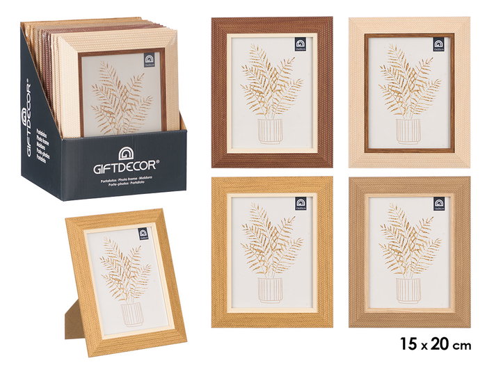Giftdecor Porte-photos Relief 15x20 cm Assortis - Bois MDF et Verre - Beige, Crème, Gris, Marron (Set de 24) Giftdecor Porte-photos Relief 15x20 cm Assortis - Bois MDF et Verre - Beige, Crème, Gris, Marron (Set de 24)