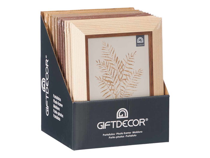 Giftdecor Porte-photos Relief 15x20 cm Assortis - Bois MDF et Verre - Beige, Crème, Gris, Marron (Set de 24) Giftdecor Porte-photos Relief 15x20 cm Assortis - Bois MDF et Verre - Beige, Crème, Gris, Marron (Set de 24)