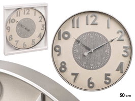GIFTDECOR Horloge murale avec chiffres en relief Plata-Blanco 50cm