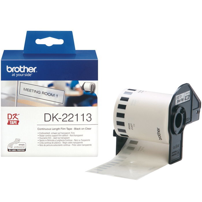 Brother DK22113 Rouleau d'étiquettes transparentes 62 mm x 15,24 m