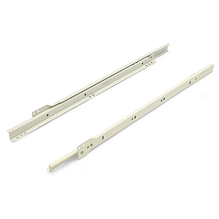 HERRAJES ALK Guide de tiroir avec amortissement Rodeo Longueur 250 mm, système à chute contrôlée, couleur crème, en acier, charge max 25 kg HERRAJES ALK Guide de tiroir avec amortissement Rodeo Longueur 250 mm, système à chute contrôlée, couleur crème, en acier, charge max 25 kg