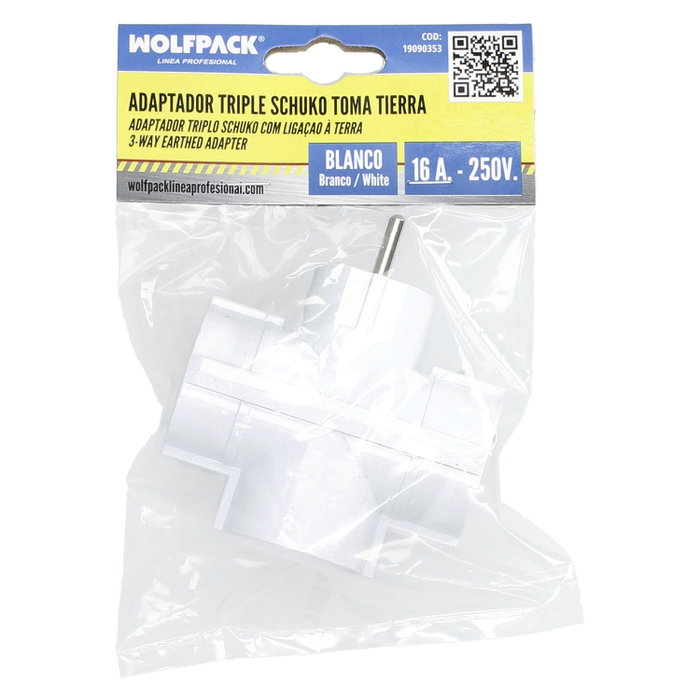 WOLFPACK LINEA PROFESIONAL Adaptateur Triple Schuko 16 A 250 V blanc
