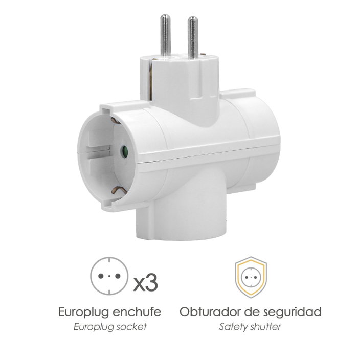 WOLFPACK LINEA PROFESIONAL Adaptateur Triple Schuko 16 A 250 V blanc