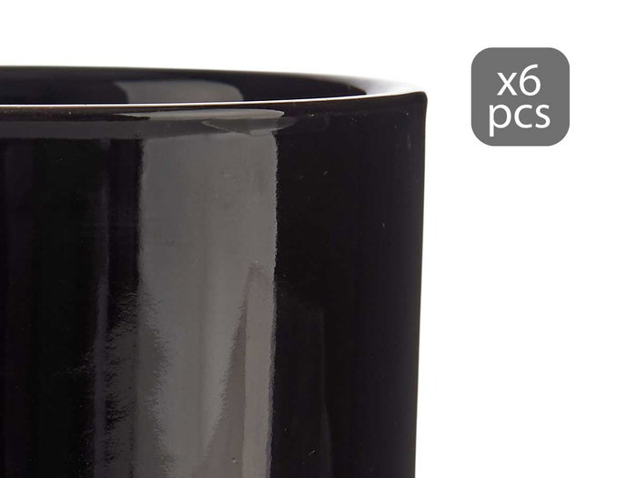 Vessia Set de 6 Bols en Porcelaine Noirs 350 ml - 10 x 6 x 10 cm (Set de 12)